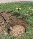 Septic tank cleaning digging out access hole for cleaning